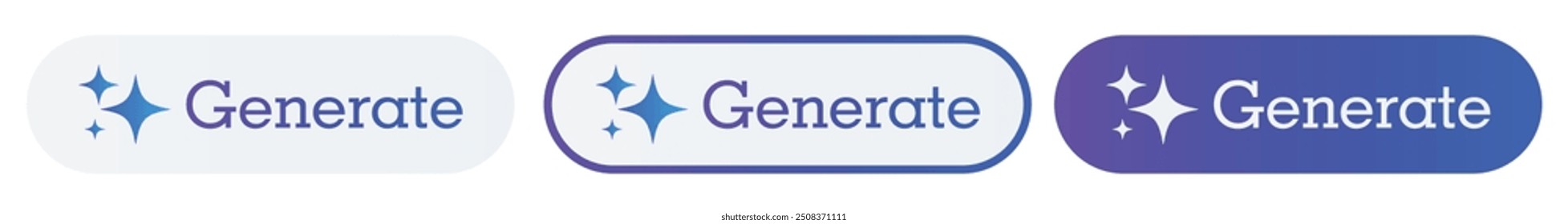 Generate AI button for UI UX design. Artificial intelligence and Machine learning technology concept isolated on transparent background.