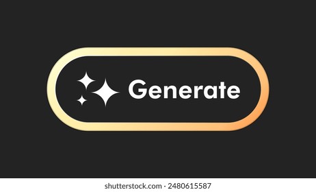 Generate AI button user interface. Artificial intelligence UI UX design concept for website, app isolated on black background. Vector illustration