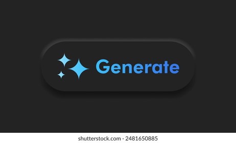 Generate AI button user interface. Artificial intelligence UI UX design concept for website, app isolated on black background. Vector illustration