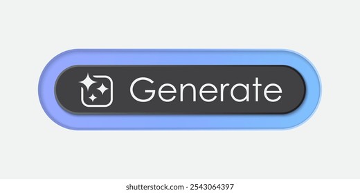 Generate AI button user interface. Artificial intelligence UI UX design concept for website, app isolated on black background. Vector illustration