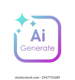 Generate AI button user interface. Artificial intelligence UI UX design concept for website, app isolated on black background. Vector illustration