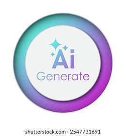 Generate AI button user interface. Artificial intelligence UI UX design concept for website, app isolated on black background. Vector illustration