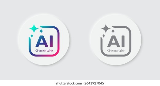 Generate AI button user interface. Artificial intelligence logo icon symbol UI UX design concept for website, app. Vector illustration