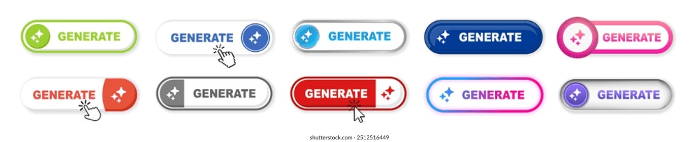 Generate AI button web banner templates set on transparent background. 