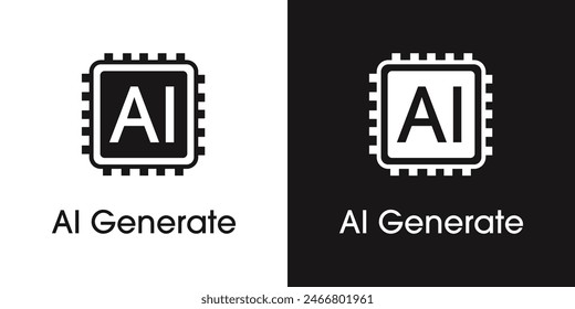 Generate AI icon. Artificial intelligence and Machine learning technology concept. AI enters by command prompt to generate ideas. Chat with AI. UI UX design, Vector illustration.