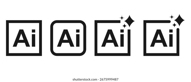 generar, IA, ícono, Inteligencia artificial, íconos, colección, Vector, ilustración
