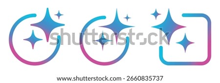 Generate AI icon. Artificial intelligence icons collection. Generative AI logo icon magic sparkle stars symbol. colorful artificial intelligence logo with star symbol. Set of generative AI buttons. 