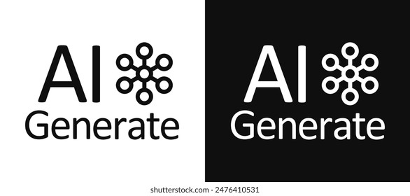 Generate AI icon, generated sign, chat with AI, artificial intelligence concept, command prompt to generate answer - vector