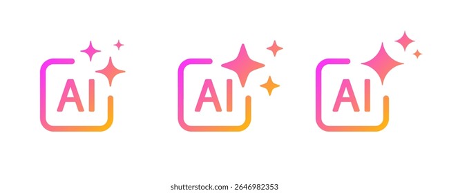 Gerar um conjunto de ícones de ai. Design do logotipo de inteligência artificial. Símbolo da ferramenta de inteligência artificial. Ilustração do vetor do logotipo do aplicativo do gerador de estrelas Ai