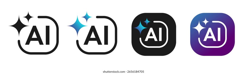 Generate AI icon set with sparkle trendy style