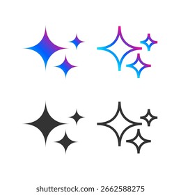 Generate AI icon set with sparkle modern style. Machine learning technology, artificial intelligence button for ui ux element, app, website vector
