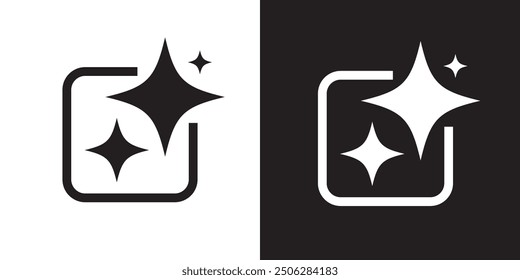 Generate AI icon. Ai stars flat icon. Artificial intelligence and Machine learning technology. AI is entered by a command prompt to generate ideas. UI UX design, Vector illustration. 