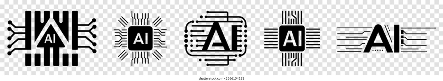 Generate AI icons. Vector illustration for technology, digital art or machine learning concept
