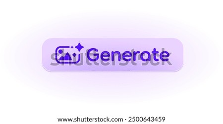 Generate AI image. Picture artificial intelligence logo. Machine learning generator. Generate image pushbutton prompt. Magic stars sign. LLM chat brain assistant. Vector illustration.