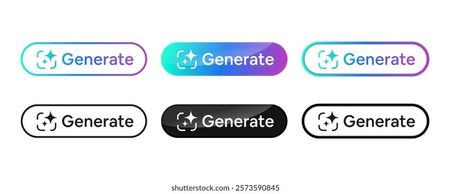 Generate AI prompt bar vector. Artificial intelligence, Machine learning technology, chat, AI, gradient, star icon, futuristic, ideas, button design. Vector illustration with transparent background.