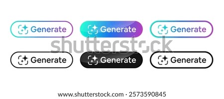 Generate AI prompt bar vector. Artificial intelligence, Machine learning technology, chat, AI, gradient, star icon, futuristic, ideas, button design. Vector illustration with transparent background.