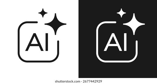 Generar AI símbolo de Vector brillante color blanco negro estilo de moda. Tecnología de aprendizaje automático, Botón de inteligencia artificial para ui ux elemento, App, Sitio web