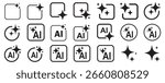 Generate AI symbols. Artificial intelligence and machine learning technology concept. Generative AI logo icon magic sparkle stars symbol , Artificial intelligence sign. Vector ai generated icon.