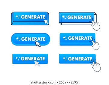 Generate button with mouse cursor clicking and sparkling effect