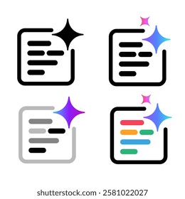 generate code script generator with AI artificial intelligence icon symbol of generative content creation icon outline and gradient set collection