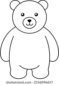 generate a coloring outline of a cute bear