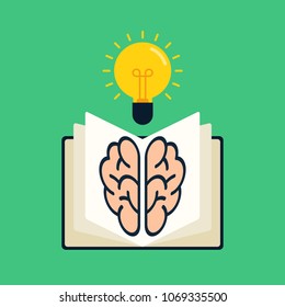 Generate creative thinking idea concept by reading a book, vector illustration
