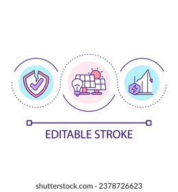 Generate electricity loop concept icon. Renewable energy. Environmental safety. Low performance abstract idea thin line illustration. Isolated outline drawing. Editable stroke. Arial font used