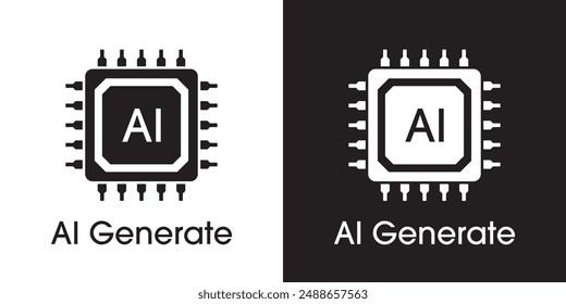 Generate icon. AI chipset. Tools for Generate from the Text. Processor chip icon. Computer help assistant. Large data processing, database concept. Vector illustration for web, apps, UX and UI.