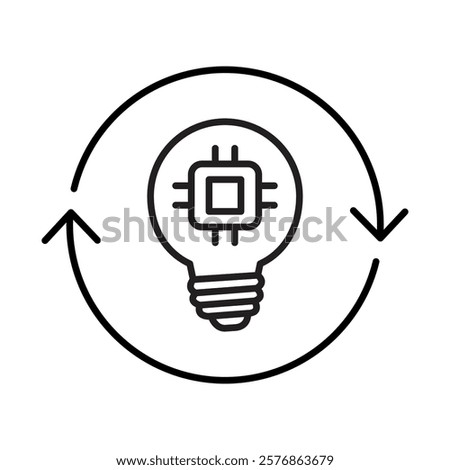 Generate Ideas Icon – Lightbulb with AI Representing Innovation and Smart Concepts