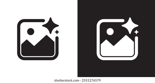 Generate Image by AI icon. Artificial intelligence creates image concepts. Machine learning text to generate image. Icon element for application and web. Vector illustration.