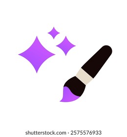Generate image icon. Brush with stars. Artificial intelligence illustration.