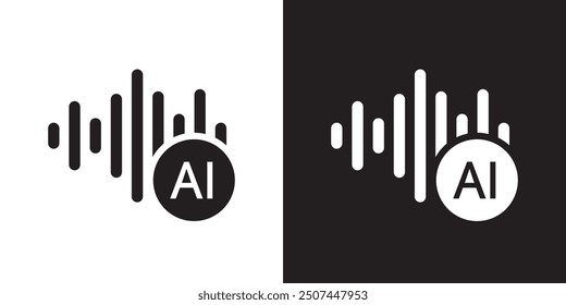 Generate music by AI icon. Artificial intelligence creates music concepts. Machine learning text to generate Musical. UI UX design for app and web. Vector illustration.