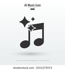 Generar music por AI icon. La inteligencia artificial crea conceptos musicales. Aprendizaje automático de texto para generar Musical. Elemento de icono para aplicación y Web. Ilustración vectorial.