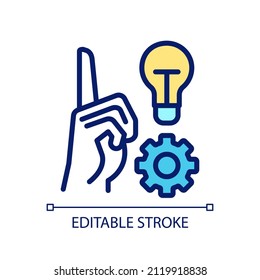 Generate new idea pixel perfect RGB color icon. Inspiration for project. Innovative strategy for development. Isolated vector illustration. Simple filled line drawing. Editable stroke. Arial font used