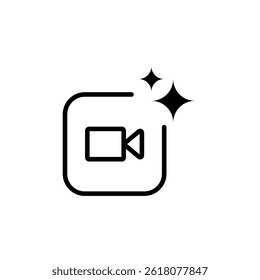 Generate video icon. Ai generate video icon button. Generate video footage vector icon with editable stroke.