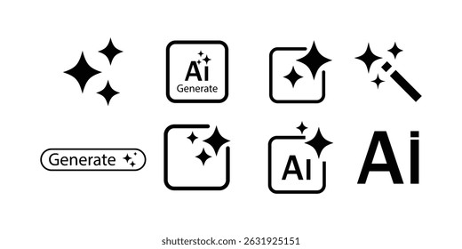Botão e ícone do AI gerado. Inteligência artificial Gerar botão no estilo neumórfico moderno. Ferramenta online de inteligência artificial, ícone IU. Ícone de inteligência artificial e aprendizagem de máquina.
