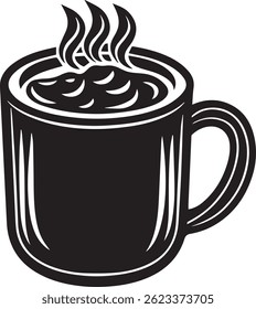 generated with ai tools, hot cocoa mug silhouette vector icon black and white
