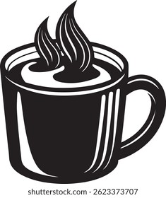 generated with ai tools, hot cocoa mug silhouette vector icon black and white