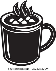 generated with ai tools, hot cocoa mug silhouette vector icon black and white