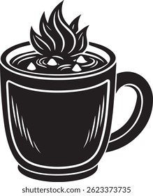 generated with ai tools, hot cocoa mug silhouette vector icon black and white