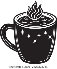generated with ai tools, hot cocoa mug silhouette vector icon black and white