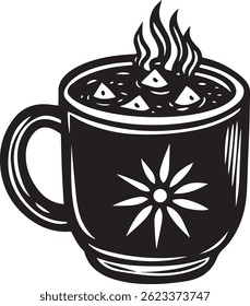 generated with ai tools, hot cocoa mug silhouette vector icon black and white