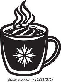 gerado com ferramentas de ai, quente cacau caneca silhueta vetor ícone preto e branco