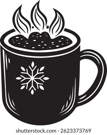 generated with ai tools, hot cocoa mug silhouette vector icon black and white