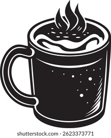 gerado com ferramentas de ai, quente cacau caneca silhueta vetor ícone preto e branco