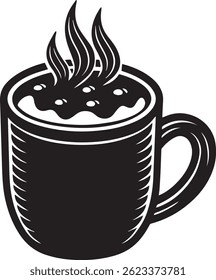 generated with ai tools, hot cocoa mug silhouette vector icon black and white