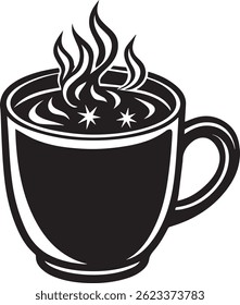 generated with ai tools, hot cocoa mug silhouette vector icon black and white