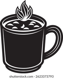 generated with ai tools, hot cocoa mug silhouette vector icon black and white