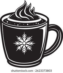 gerado com ferramentas de ai, quente cacau caneca silhueta vetor ícone preto e branco