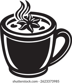 generated with ai tools, hot cocoa mug silhouette vector icon black and white